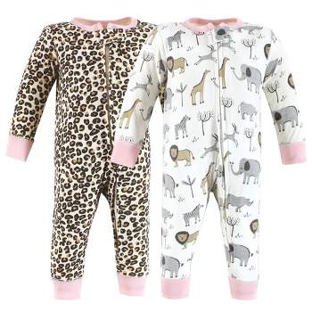 Hudson Baby Infant Girl Cotton Sleep and Play, Safari Leopard
