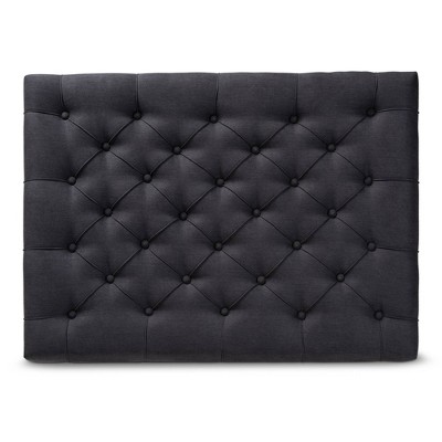 Charcoal Linen Fabric Tufted Cocktail Ottoman with Storage Shelf