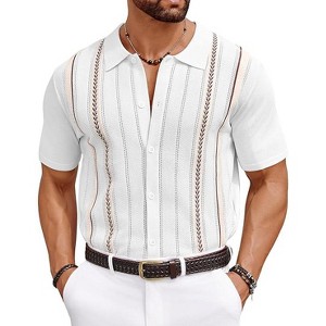 COOFANDY Knit Shirts for Men Casual Short Sleeve Button Down Shirts Summer Beach Stretch Fit Collared Shirts - 1 of 4