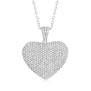 Ross-Simons 1.00 ct. t.w. Pave Diamond Heart Pendant Necklace in Sterling Silver - 1 of 4