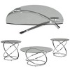 Royal Hampton 3-Piece Coffee and Side End Table Set Round Glass Tops with Swirl Chrome Steel Bases - 2 of 4