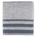 Cubes Stripe Bath Towel With 5" Band Hem 27in x 50in Navy by Saturday Knight Ltd