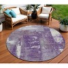 Purple And Ivory Abstract Washable Indoor Outdoor Area Rug - 2 of 4