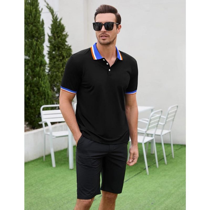 Men's Long Sleeve Polo Shirts Regular Fit Collared T-Shirt Casual Workout Golf Shirts, 3 of 8