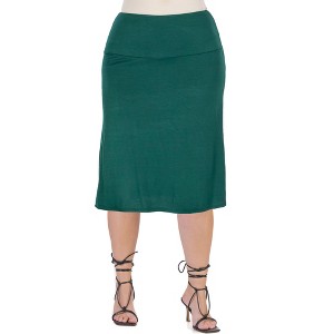 24seven Comfort Apparel A Line Elastic Waist Knee Length Plus size Skirt - 1 of 4