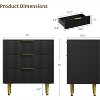Fluted Dresser for Bedroom with 3 Drawers, Wooden Chest of Drawers with Metal Handle & Feet, Black Dresser for Living Room, Hallway, Bedroom - 2 of 4