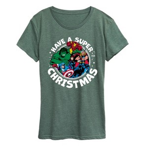 Women's - Marvel - Have A Super Christmas Avengers Short Sleeve Graphic T-Shirt - 1 of 4