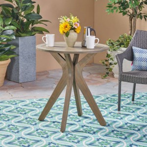 27.5" Acacia Wood Outdoor End Table with X-Base, Weather-Resistant Square Patio Accent Table, Perfect for Balcony or Backyard-Maison Boucle - 1 of 4