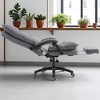 Mshliw Ergonomic Linen Reclining Office Chair with Adjustable Height, 360° Swivel Wheels, Retractable Footrest and Double Padding - 3 of 4