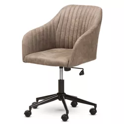Maida Midcentury Modern Fabric Upholstered Office Chair Light Brown - Baxton Studio