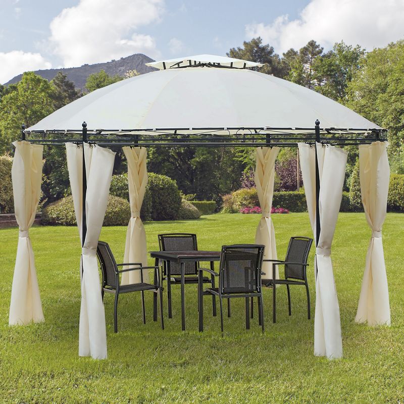 Outsunny 11.5' Steel Outdoor Patio Gazebo Canopy with Double roof Romantic Round Design & Included Side Curtains, 2 of 11