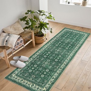 Fulvari Vintage Floral Rugs,Washable Area Rugs, Low Pile Non Shedding Stain Resistant Rugs for Bedroom Dining Room Home Office Department - 1 of 4