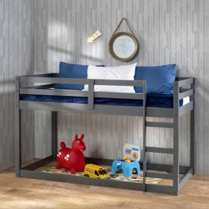 NicBex Twin Size Bunk Bed Wooden Bed Frame with Ladder and Full Length Guardrail, Space Saving, No Box Spring Required, Gray - 1 of 4