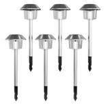 Nature Spring Set of 6 Stainless Steel Solar Pathway Lights – 17", Silver