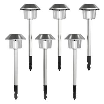 Nature Spring Set of 6 Stainless Steel Solar Pathway Lights – 17", Silver
