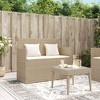 vidaXL Garden Bench Beige Poly Rattan and Steel Standard Garden Bench - 3 of 4