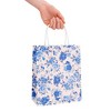 Sparkle and Bash 24 Pack Floral Gift Bags with Handles, Medium Size, Paper Goodie Bag with Blue Rose Flowers for All Occasions, 10x8x4 In - 3 of 4