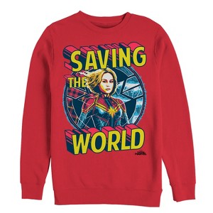 Men's Marvel Captain Marvel Saving the World Sweatshirt - 1 of 3