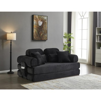 TIRAMISUBEST 77 Inch Convertible Corduroy Sleeper Sofa Bed 4 in 1 King Size Floor Mattress Memory Foam No Assembly