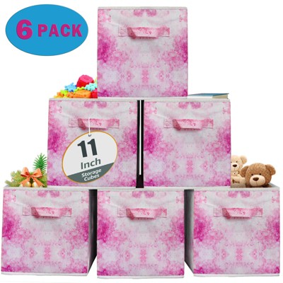 DOMETOUR 6 Piece Cube Storage Bins, 11 Inch Collapsible Storage Cube Organizer with Handle