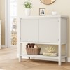 35.4" Farmhouse Sofa Table with Storage - Rustic Wooden Entryway Console Table, 2-Door Side Cabinet & Buffet - 4 of 4