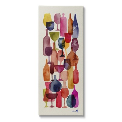 Stupell Industries Layered Wine Glasses Painting Gallery Wrapped Canvas Wall Art, 10 x 24