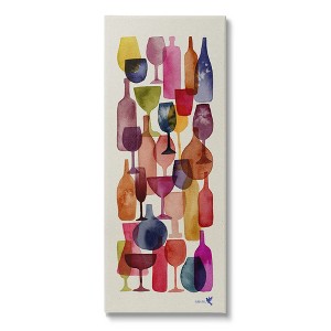Stupell Industries Layered Wine Glasses Painting Gallery Wrapped Canvas Wall Art, 10 x 24 - 1 of 3