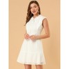 Allegra K Women's Swiss Dots Chiffon Flutter Sleeve Tie Neck Summer A-Line Mini Dress - 3 of 4