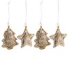 Northlight Sequin Stars and Trees Plush Christmas Ornaments - 4" - Gold - Set of 4 - 3 of 4