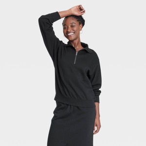 Women's Leisure Studio Quarter Zip Pullover Sweatshirt - Universal Thread™ - 1 of 3