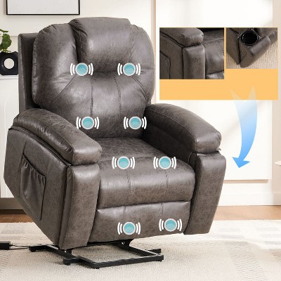 NicBex Faux Leather Lift Recliner Chair for Elderly,Massage Chairs with Massage and Lumbar Heating,Modern Reclining Chairs for Living Room