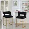 Lyngins Bar Stools Set of 2 with Open Backrest,Upholstered Kitchen Chairs with Built-in Footrest,Velvet Counter Stools for Kitchen Island,Pub - 2 of 4