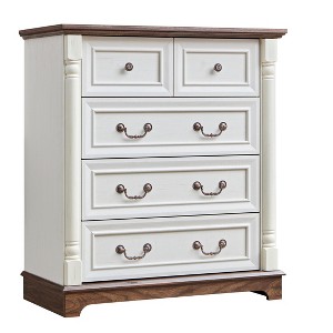 Lyngins Farmhouse Drawers Dresser with Antique Tone Pulls,Wood Chest of Drawers with Base,Storage Furniture for Bedroom,Living Room - 1 of 4