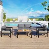 ELJGET 4-Piece Outdoor Seating Set, All-Weather Patio Furniture with Table & PE Wicker, for Garden, Lawn, Poolside - 2 of 4