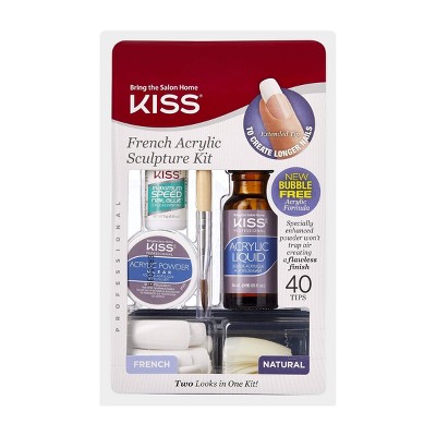 Kiss Acrylic French Manicure Fake Nails Sculpture Kit - Natural - 40ct