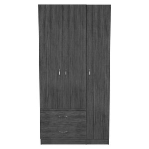 SEVOBAL Armoires 3 Door Armoire with Two Drawers Shelves and Hanging Rod for Bedroom Storage, Smoke Gray, 35.4"*18.5"*70.8" - 1 of 4