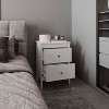 Gulches Modern 2 Drawer Nightstand with USB Port Gray Wood Grain Finish, Golden Brass Trim and Pulls, Stylish Storage - 2 of 4