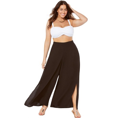 Swimsuits For All Women's Plus Size Dena Beach Pant Cover Up, 10/12 - Black  : Target