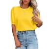 Women's Casual Crew Neck Short Sleeve Sweater Tops for Spring and Summer 2025,Yellow - 2XL - 4 of 4