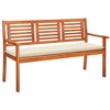 vidaXL Bench Cream Solid eucalyptus wood, Fabric (100% polyester) 59.1 in - 2 of 4