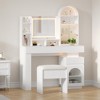 Modern 3 Drawers Vanity Desk with Light and Mirror, Large Dressing Table with Vanity Stool, Power Outlet & Light Strip for Bedroom, White - 4 of 4