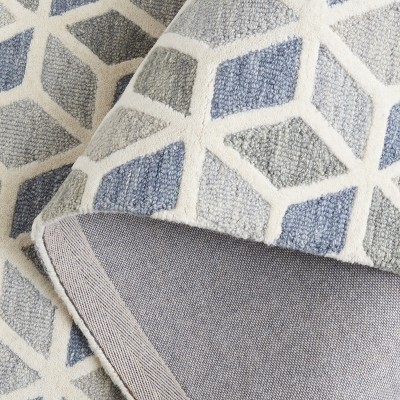 Ivory and Grey Geometric Hand-Tufted Wool Rug 6' x 9'