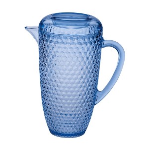 FONTOI 2.5 Quarts Water Pitcher with Lid, Diamond Cut Unbreakable Lemon Kettle, Drink Pitcher, Juice Pitcher with Spout BPA Free, Blue, 10"*7"*7" - 1 of 4