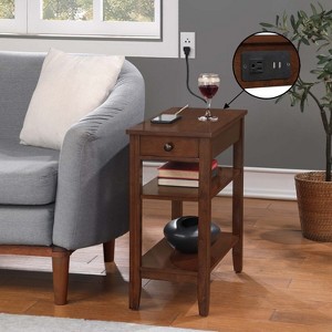 HomeStock Belmont Chairside End Table with Drawer, Built-In Charging Station, USB Ports and Three Shelves, Modern Side Table for Home Storage - 1 of 4