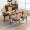 CAVINAS French Style Dining Chairs Set of 2, PU Leather Dining Room Chairs with Button Tufting and Solid Wood Legs - 3 of 4