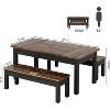 Tribesigns Farmhouse Kitchen Table Set for 4-6, 55"Wooden Dining Table with 2 Benches, 3 Pieces Dinette for Dining Room, Kitchen, Black-Brown - 2 of 4