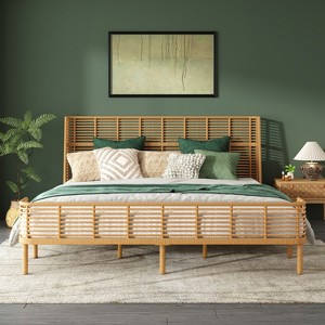 Christopher Knight Home Shadow Coastal Grid PE Wicker Bed with Wingback Headboard - 1 of 4
