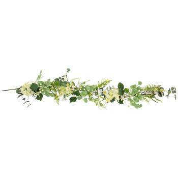 Northlight Hydrangea and Eucalyptus Artificial Floral Spring Garland - 5'