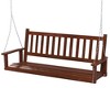 Costway 3-Person Wooden Outdoor Porch Swing Heavy Duty Patio Hanging Bench Chair Brown/White - 2 of 4