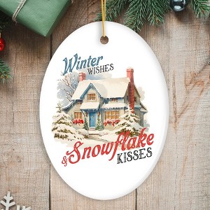 Winter Wishes and Snowflake Kisses Vintage Christmas Ornament| OrnamentallyYou - 1 of 4